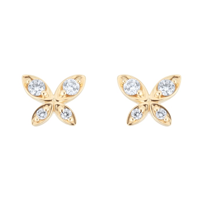 Goldsmiths 9ct Yellow Gold 0.15ct Diamond Butterfly Stud Earrings