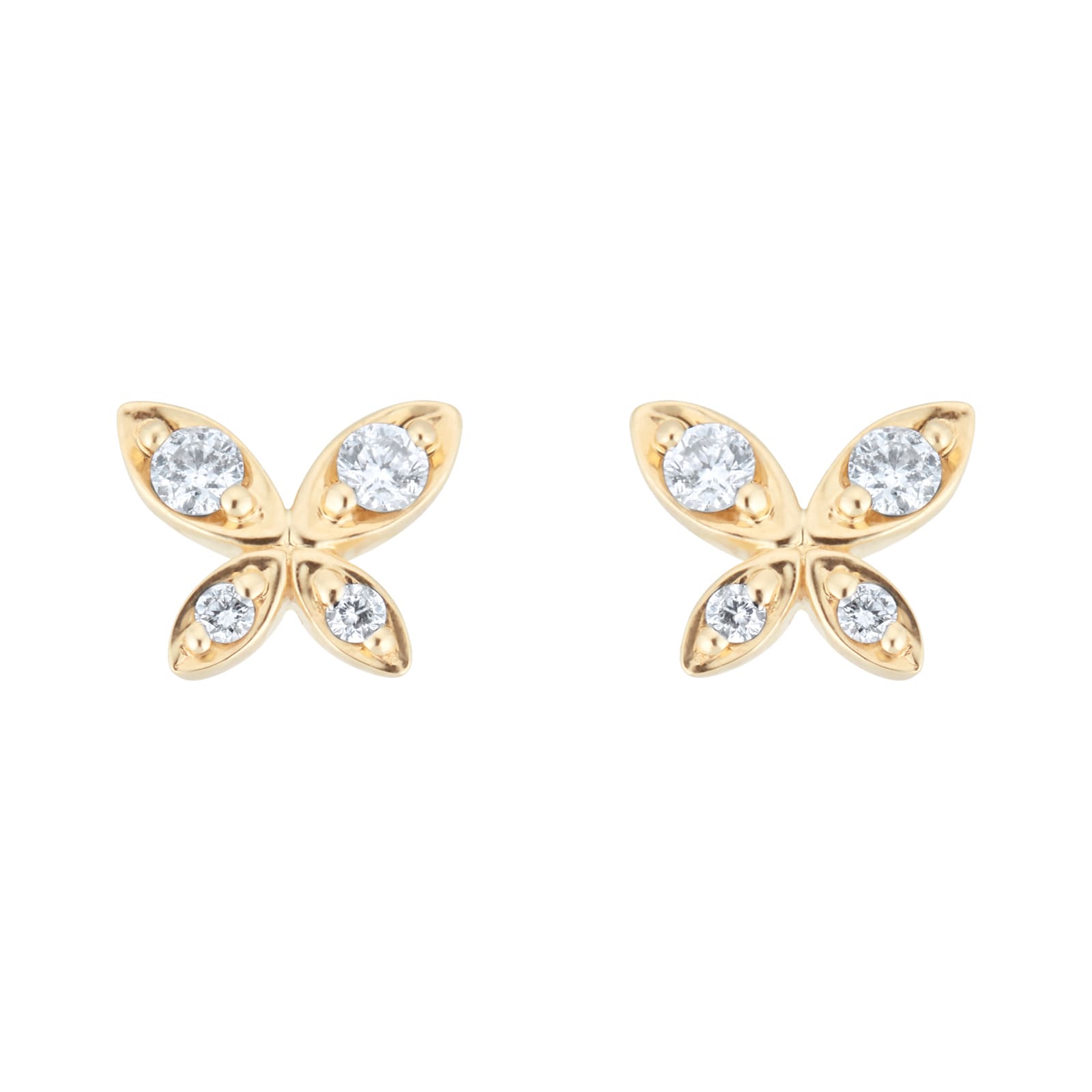 Goldsmiths 9ct Yellow Gold 0.15ct Diamond Butterfly Stud Earrings