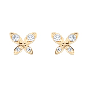 Goldsmiths 9ct Yellow Gold 0.15ct Diamond Butterfly Stud Earrings