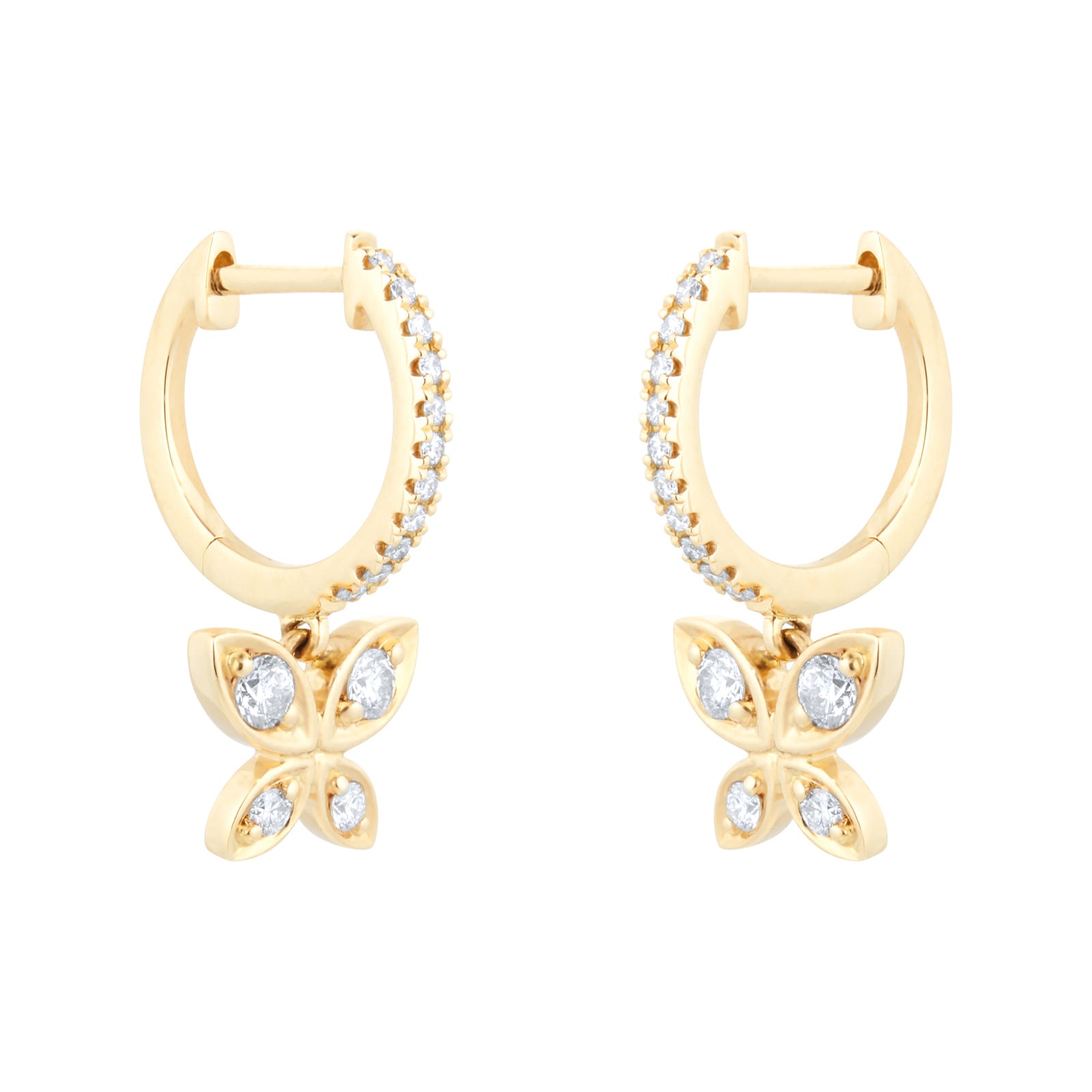 Goldsmiths 9ct Yellow Gold 0.30ct Diamond Butterfly Hoop Earrings