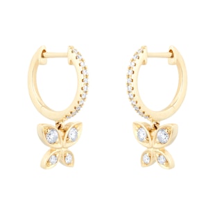 Goldsmiths 9ct Yellow Gold 0.30ct Diamond Butterfly Hoop Earrings