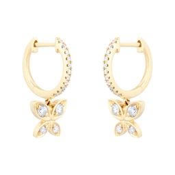 12153394 - 9ct Yellow Gold 0.30ct Diamond Butterfly Hoop Earrings