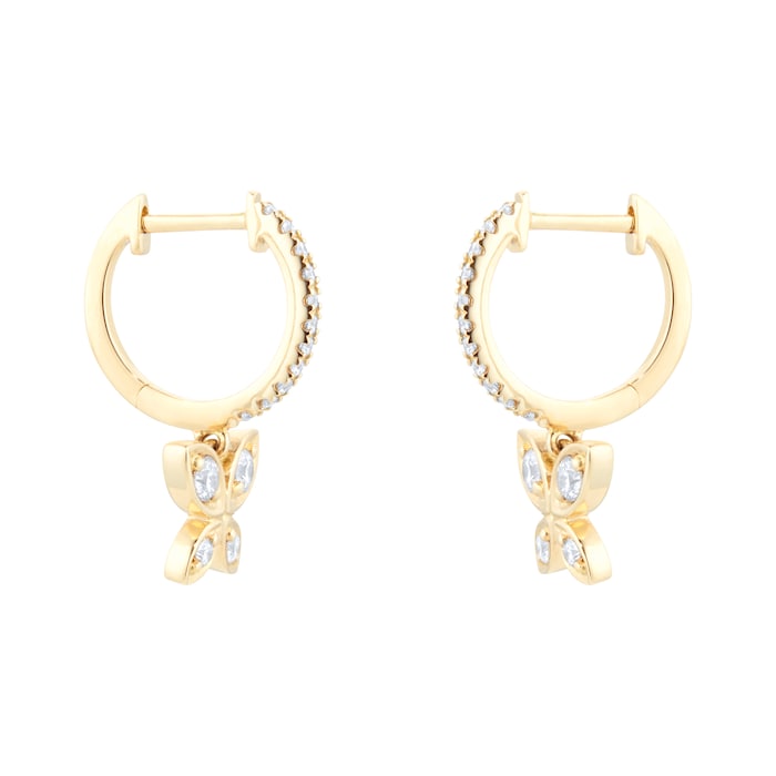 Goldsmiths 9ct Yellow Gold 0.30ct Diamond Butterfly Hoop Earrings