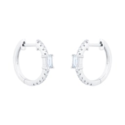 12153395 - 18ct White Gold 0.40ct Diamond Baguette Huggie Earrings
