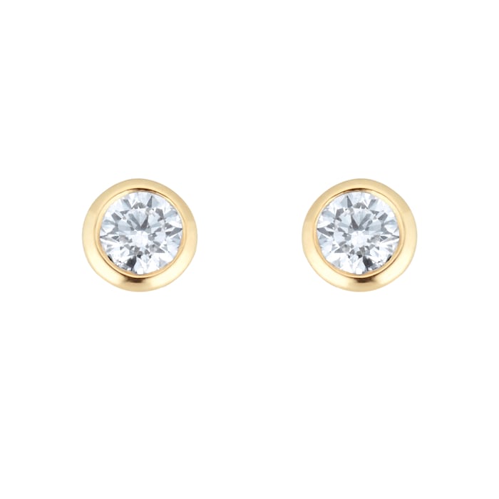 Goldsmiths 18ct Yellow Gold 0.26ct Bezel Set Diamond Stud Earrings