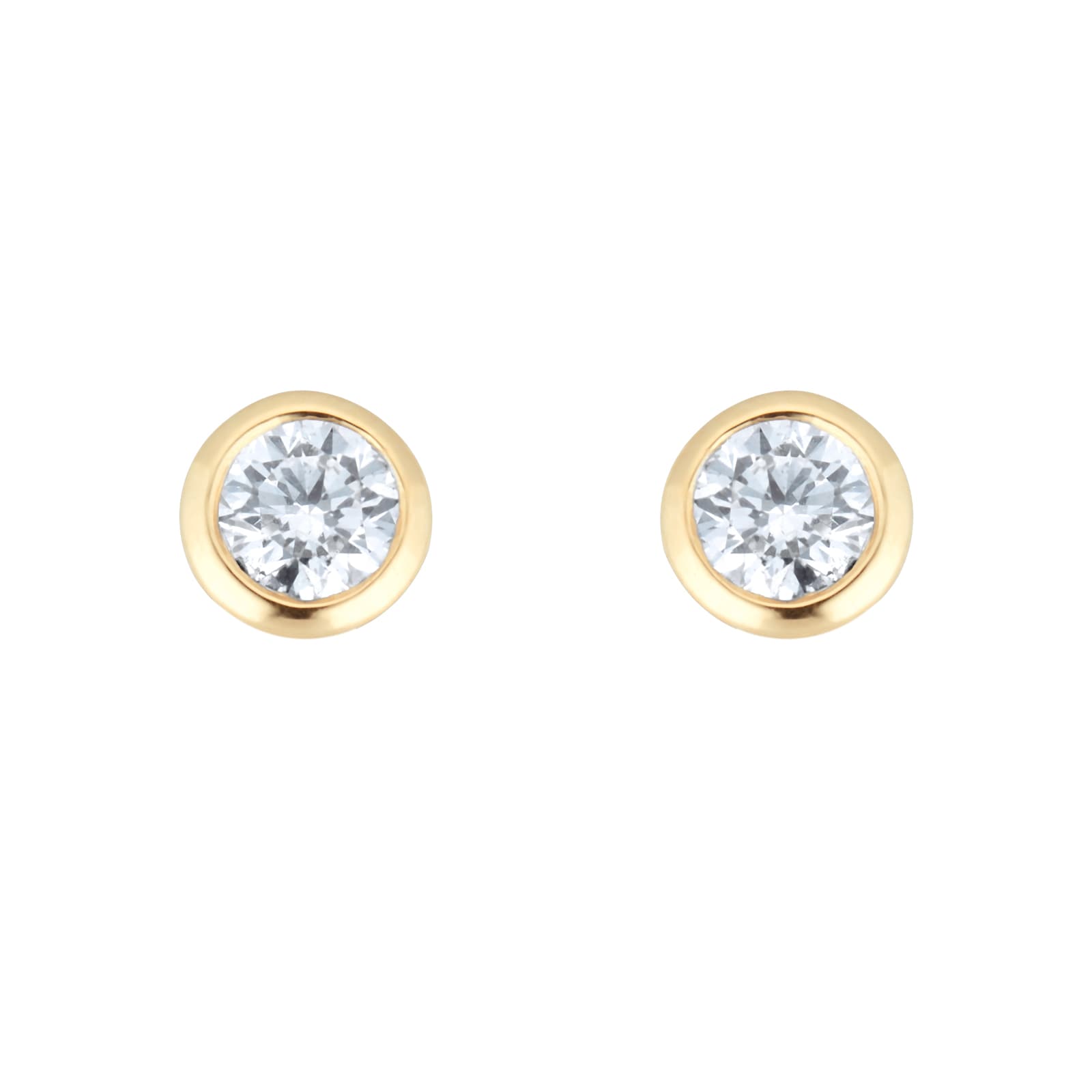 Goldsmiths 18ct Yellow Gold 0.26ct Bezel Set Diamond Stud Earrings