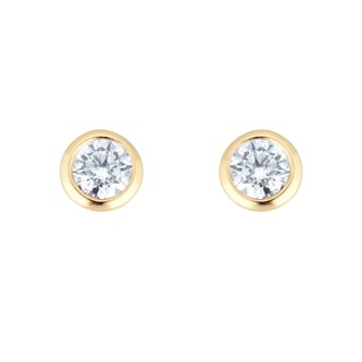Goldsmiths 18ct Yellow Gold 0.26ct Bezel Set Diamond Stud Earrings