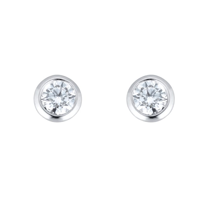 Goldsmiths 18ct White Gold 0.26ct Bezel Set Diamond Stud Earrings