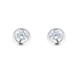 12153397 - 18ct White Gold 0.26ct Bezel Set Diamond Stud Earrings