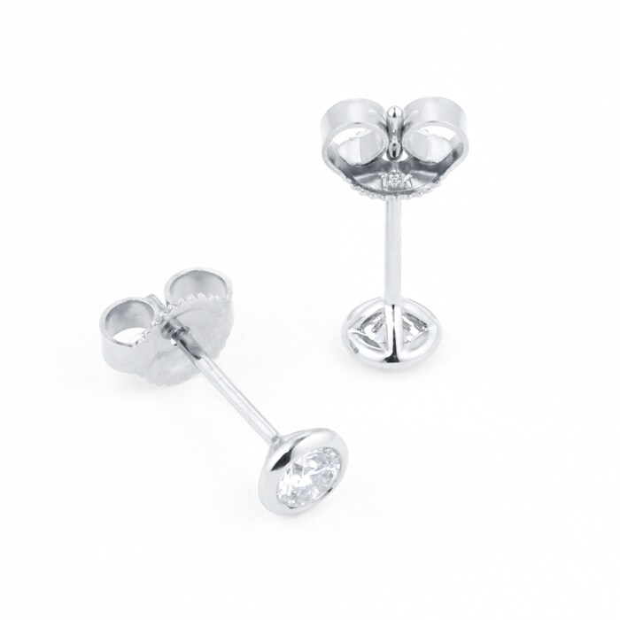 Goldsmiths 18ct White Gold 0.26ct Bezel Set Diamond Stud Earrings