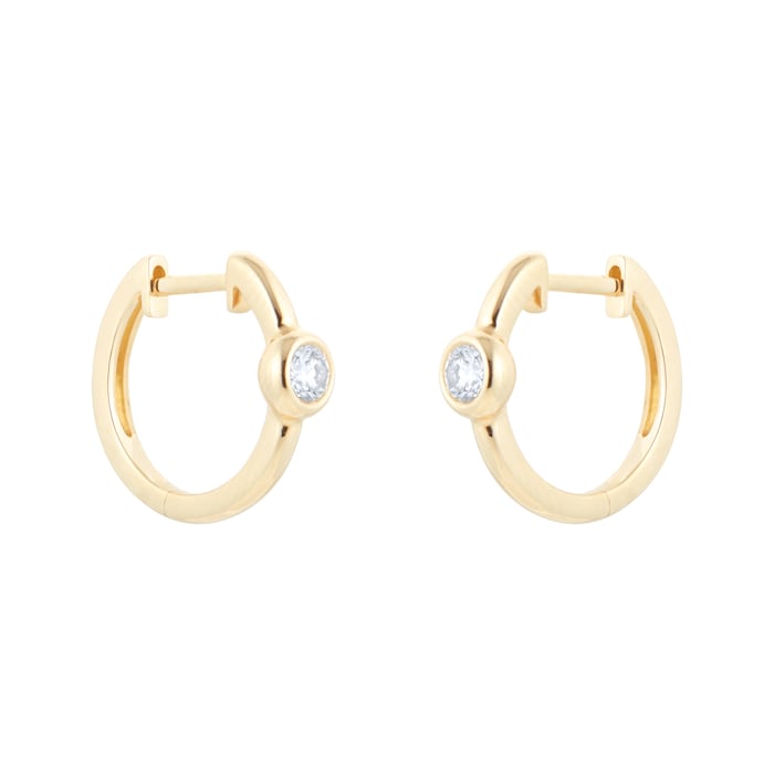 Goldsmiths 18ct Yellow Gold 0.22ct Bezel Set Diamond Huggie Earrings