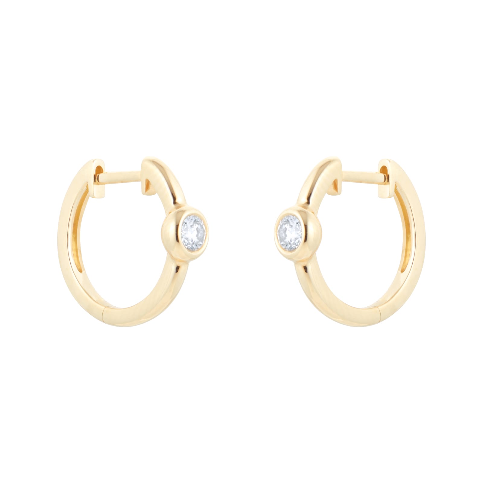 Goldsmiths 18ct Yellow Gold 0.22ct Bezel Set Diamond Huggie Earrings