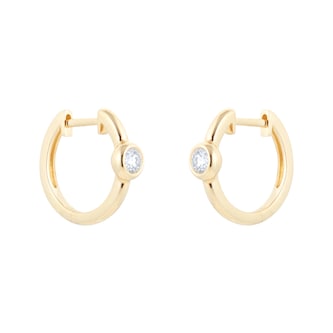 Goldsmiths 18ct Yellow Gold 0.22ct Bezel Set Diamond Huggie Earrings