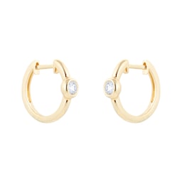 12153399 - 18ct Yellow Gold 0.22ct Bezel Set Diamond Huggie Earrings