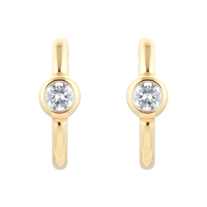 Goldsmiths 18ct Yellow Gold 0.22ct Bezel Set Diamond Huggie Earrings