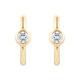 Goldsmiths 18ct Yellow Gold 0.22ct Bezel Set Diamond Huggie Earrings