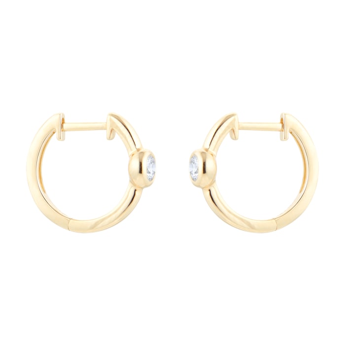 Goldsmiths 18ct Yellow Gold 0.22ct Bezel Set Diamond Huggie Earrings