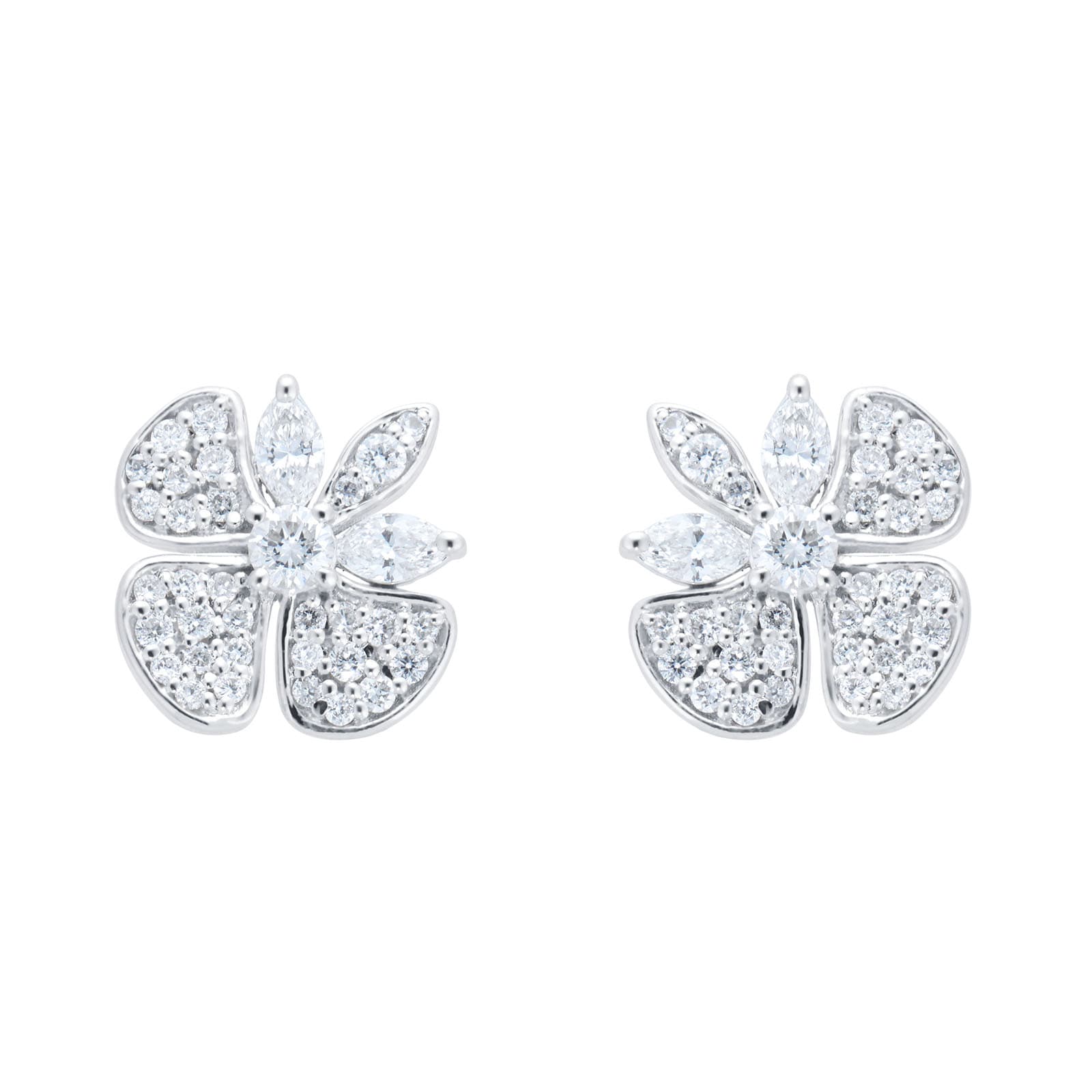 Vinea 18ct White Gold 0.65cttw Diamond Pave Petal Stud Earrings