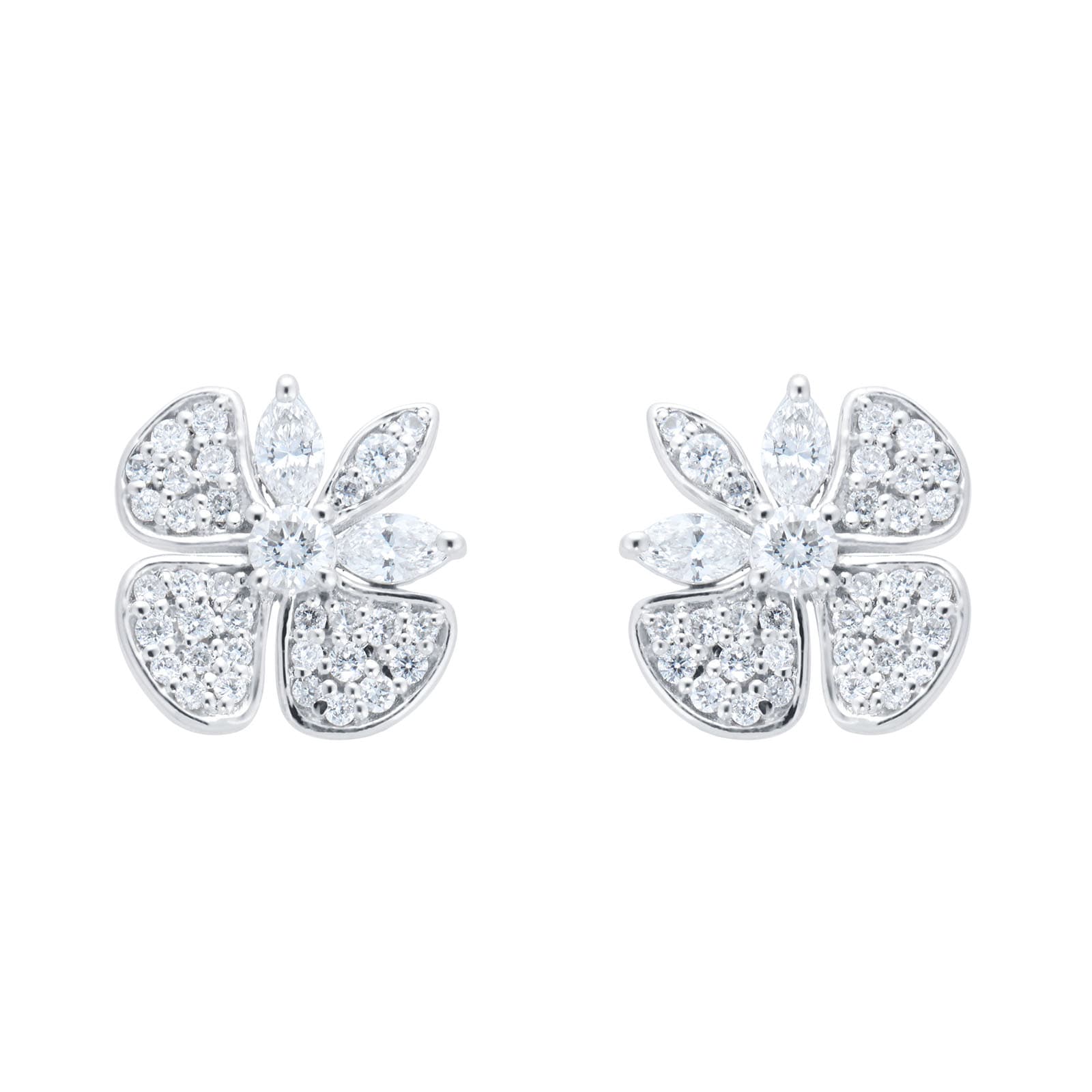 Mappin & Webb Vinea 18ct White Gold 0.65cttw Diamond Pave Petal Stud Earrings Mappin & Webb Vinea 18ct White Gold 0.65cttw Diamond Pave Petal Stud Earrings