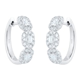 Mappin & Webb Amelia 18ct White Gold 1.63cttw Emerald Cut Halo Hoop Earrings