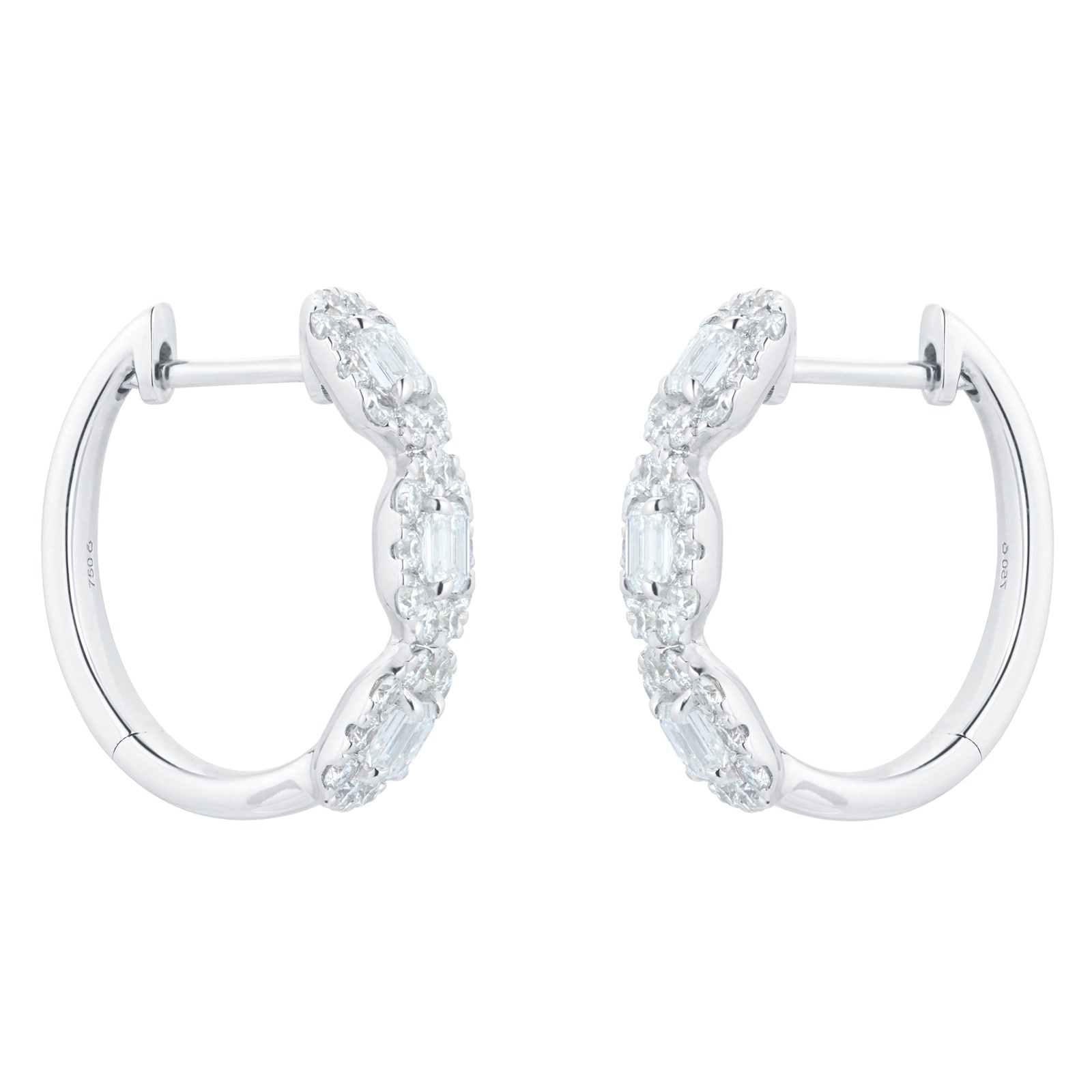 Mappin & Webb Amelia 18ct White Gold 1.63cttw Emerald Cut Halo Hoop Earrings Mappin & Webb Amelia 18ct White Gold 1.63cttw Emerald Cut Halo Hoop Earrings