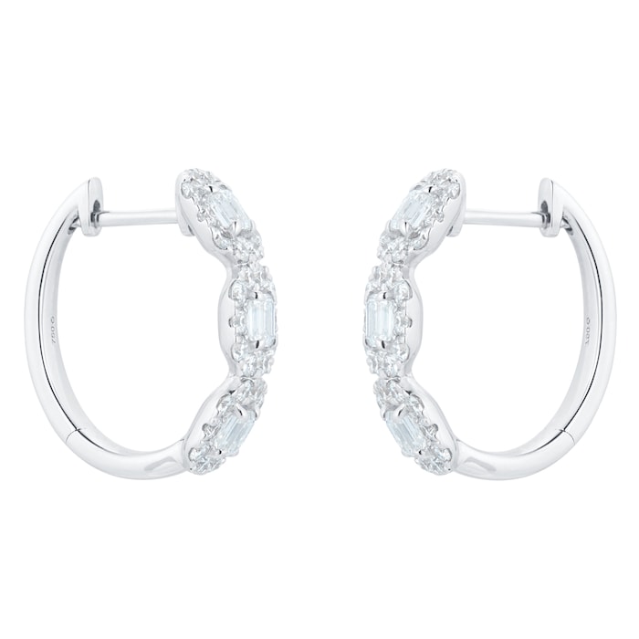 Mappin & Webb Amelia 18ct White Gold 1.63cttw Emerald Cut Halo Hoop Earrings