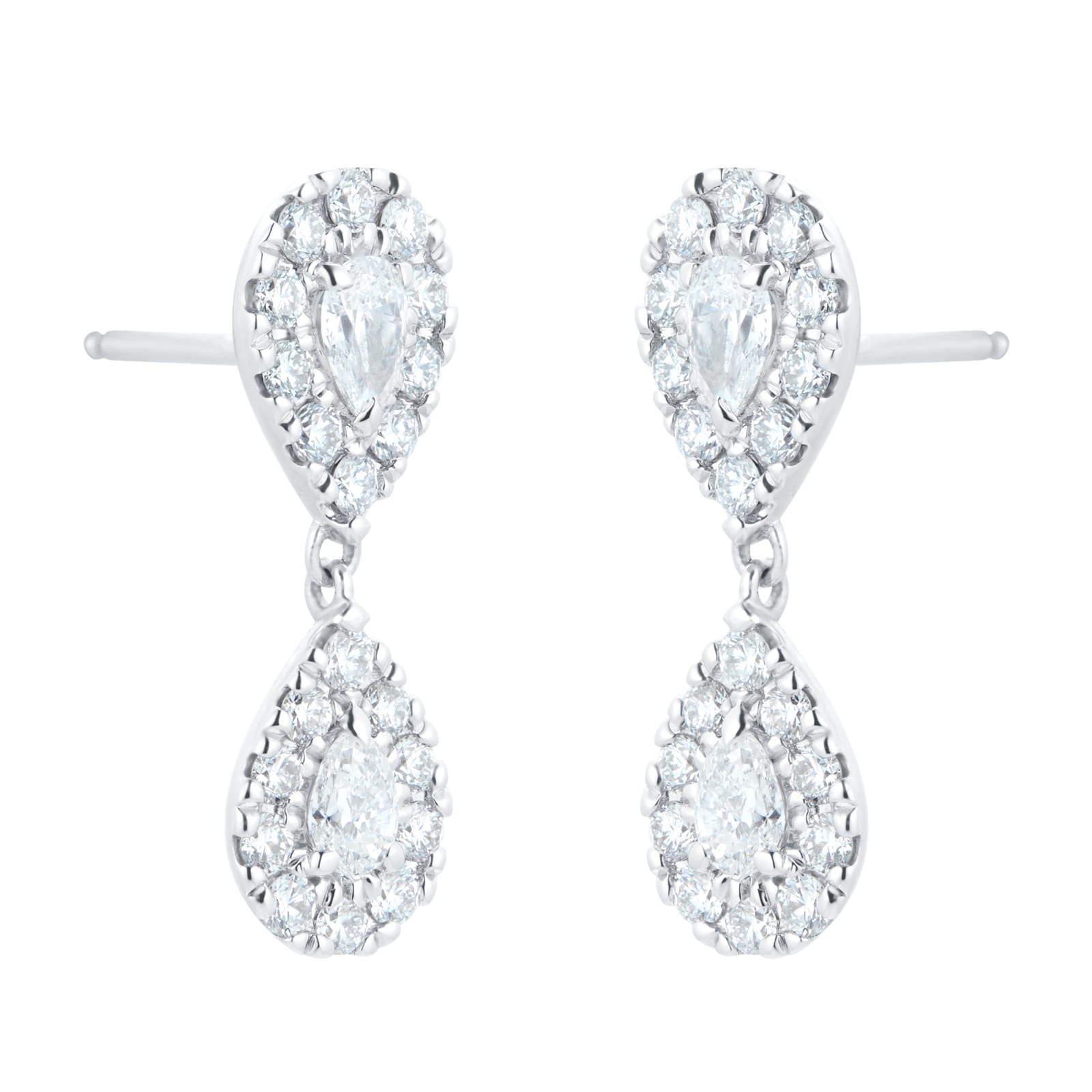 Mappin & Webb Amelia 18ct White Gold 1.15cttw Diamond Pear Cut Drop Earrings