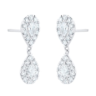 Mappin & Webb Amelia 18ct White Gold 1.15cttw Diamond Pear Cut Drop Earrings