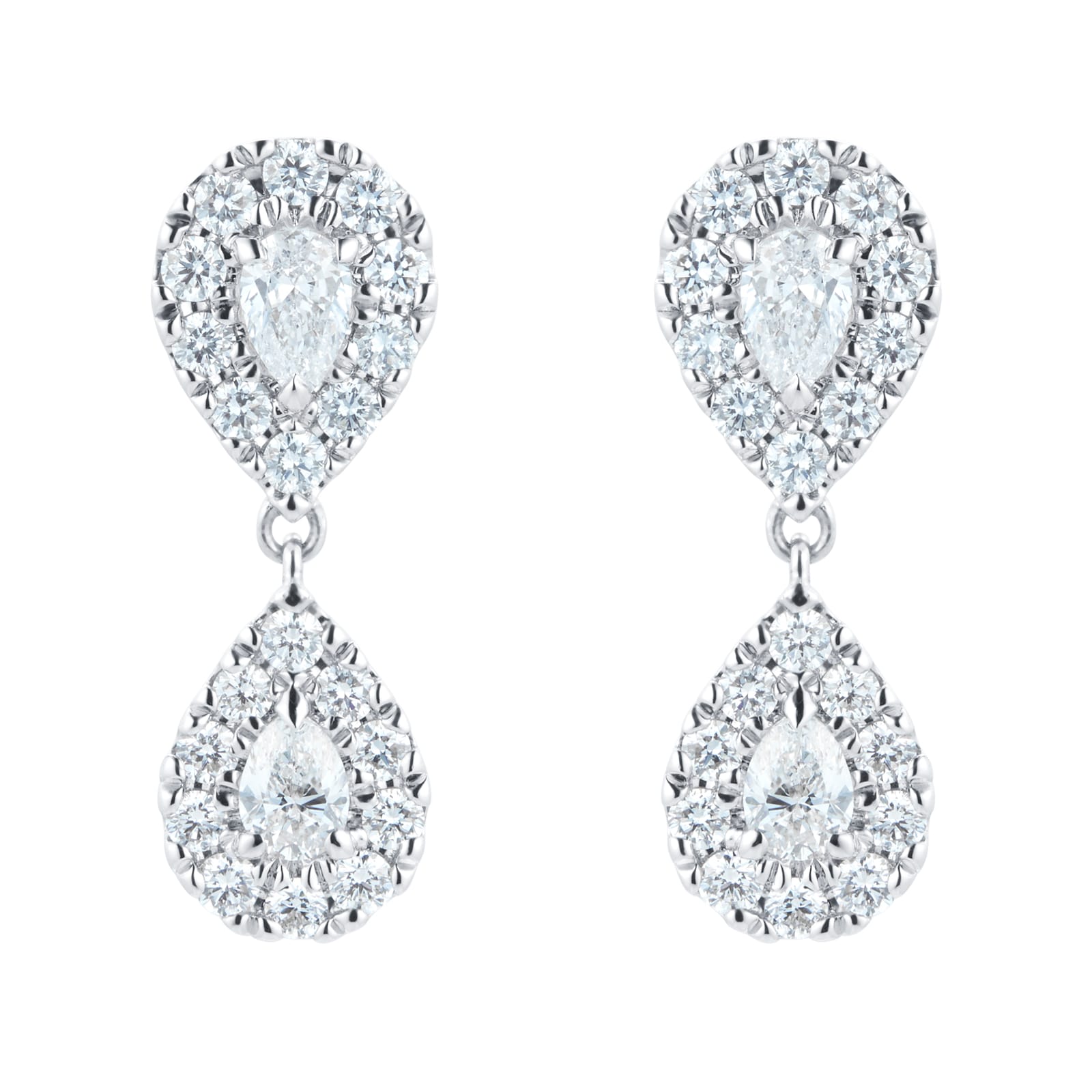 Mappin & Webb Amelia 18ct White Gold 1.15cttw Diamond Pear Cut Drop Earrings Mappin & Webb Amelia 18ct White Gold 1.15cttw Diamond Pear Cut Drop Earrings