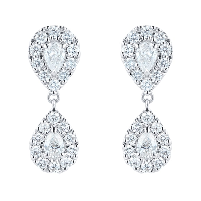 Mappin & Webb Amelia 18ct White Gold 1.15cttw Diamond Pear Cut Drop Earrings