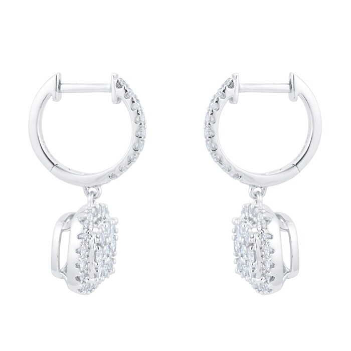 Mappin & Webb 18ct White Gold 0.70cttw Illusion Mixed Cut Diamond Drop Earrings