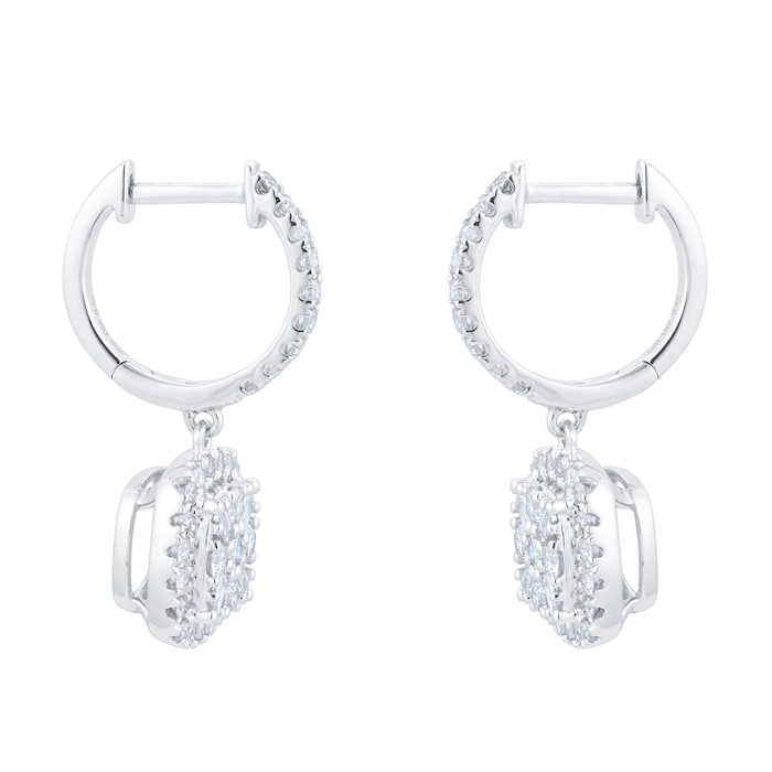 Mappin & Webb 18ct White Gold 0.70cttw Illusion Mixed Cut Diamond Drop Earrings