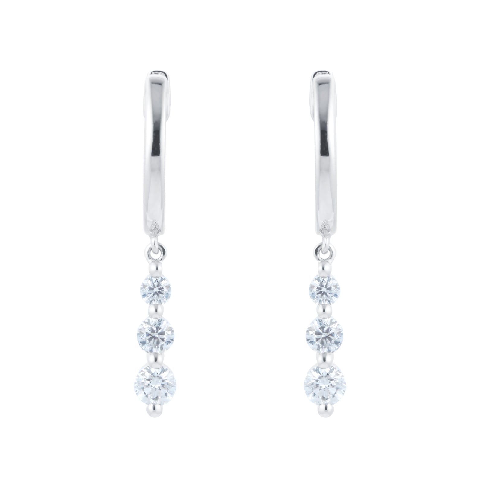 9ct White Gold 0.50cttw 3 Stone Stud Earrings