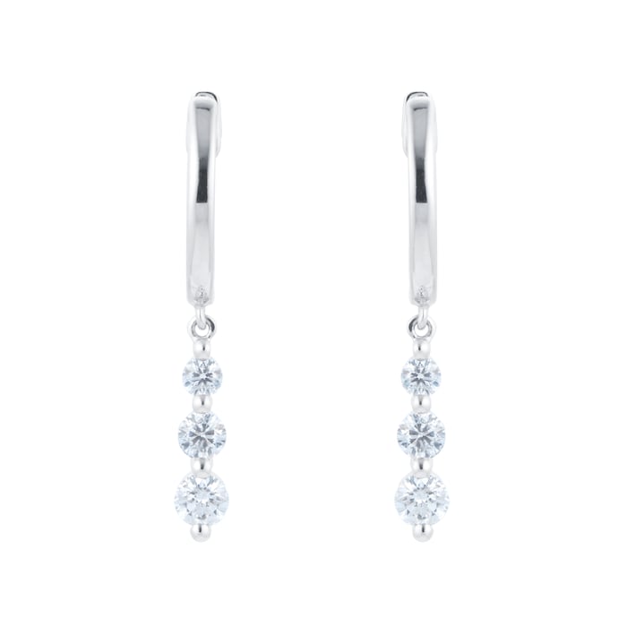 Goldsmiths 9ct White Gold 0.50cttw 3 Stone Stud Earrings