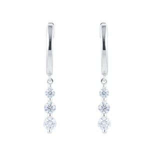 Goldsmiths 9ct White Gold 0.50cttw 3 Stone Stud Earrings