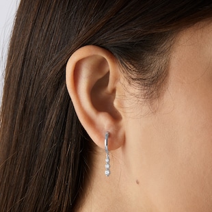 Goldsmiths 9ct White Gold 0.50cttw 3 Stone Stud Earrings