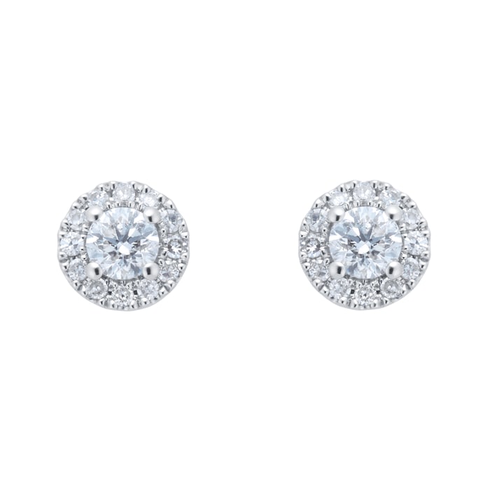 Goldsmiths 9ct White Gold 0.40cttw Round Halo Stud Earrings