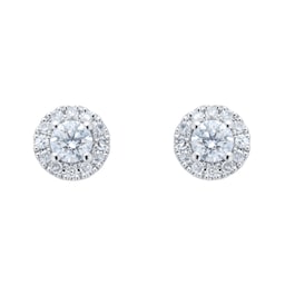 12153418 - 9ct White Gold 0.40cttw Round Halo Stud Earrings