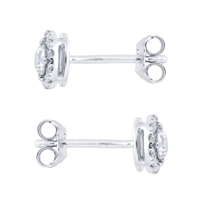 Goldsmiths 9ct White Gold 0.40cttw Round Halo Stud Earrings