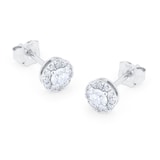 Goldsmiths 9ct White Gold 0.40cttw Round Halo Stud Earrings