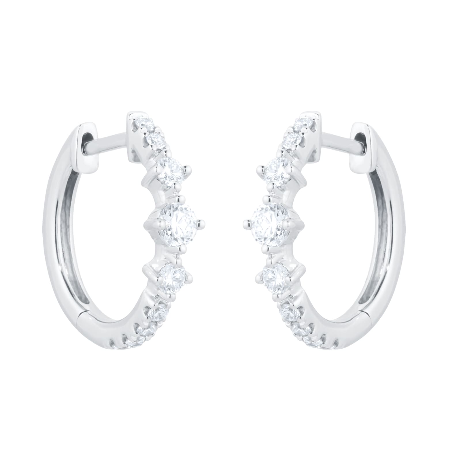 18ct White Gold 0.40cttw Diamond Linear Huggie Earrings