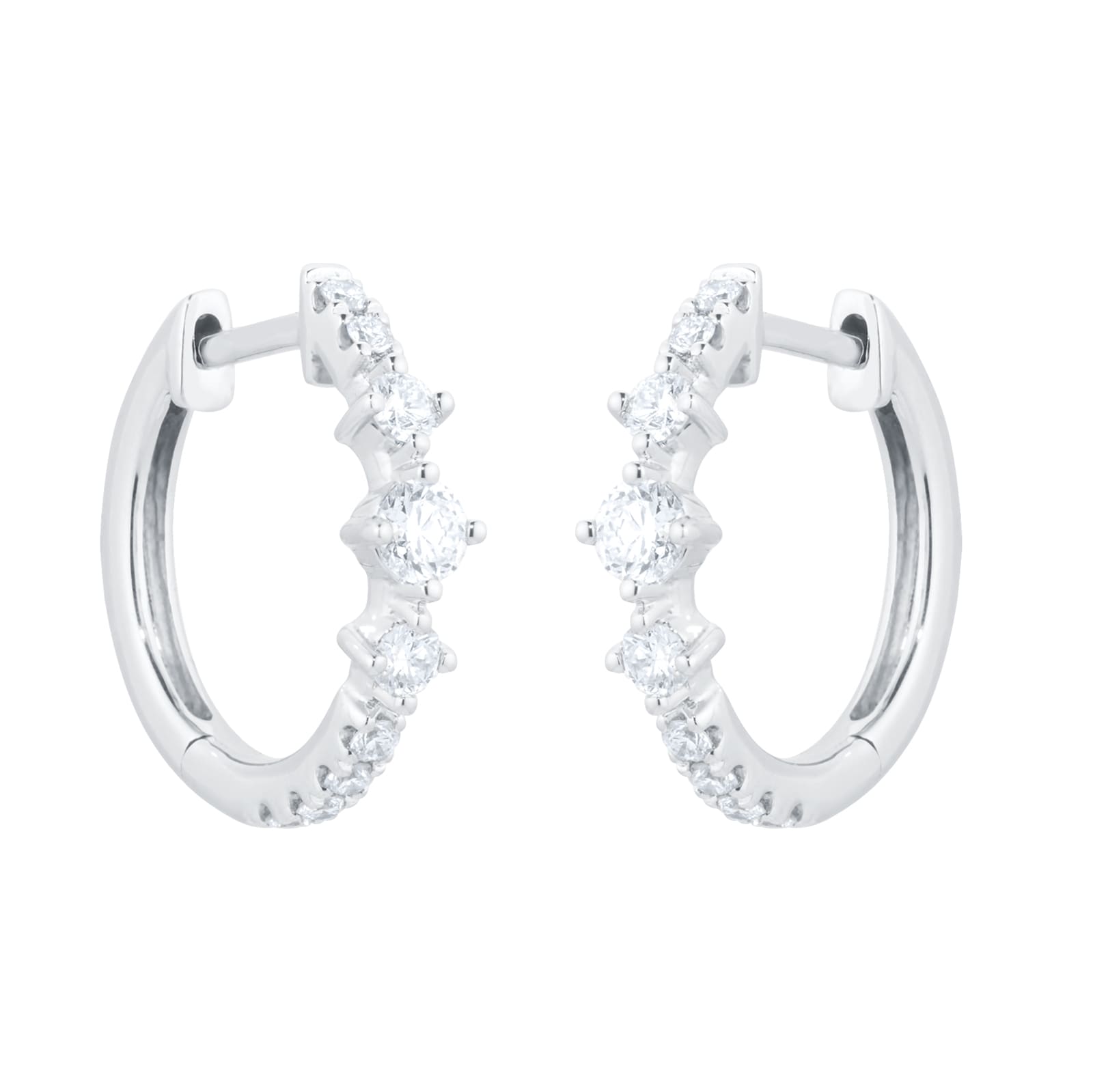 Goldsmiths 18ct White Gold 0.40cttw Diamond Linear Huggie Earrings Goldsmiths 18ct White Gold 0.40cttw Diamond Linear Huggie Earrings