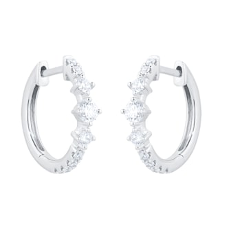 Goldsmiths 18ct White Gold 0.40cttw Diamond Linear Huggie Earrings