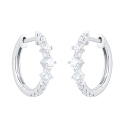 12153419 - 18ct White Gold 0.40cttw Diamond Linear Huggie Earrings
