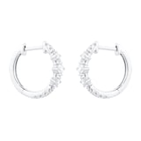 Goldsmiths 18ct White Gold 0.40cttw Diamond Linear Huggie Earrings