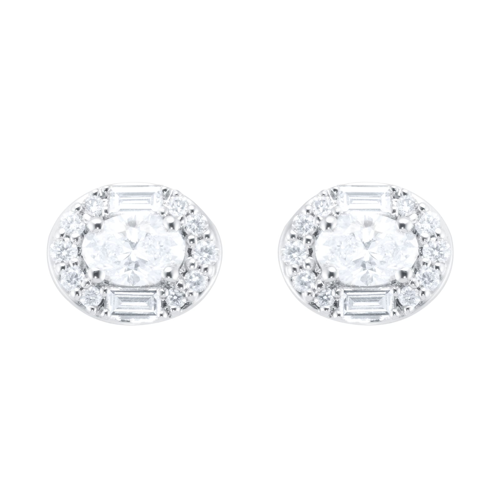 Goldsmiths 18ct White Gold 0.54cttw Diamond Oval Cluster Stud Earrings