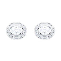 12153420 - 18ct White Gold 0.54cttw Diamond Oval Cluster Stud Earrings