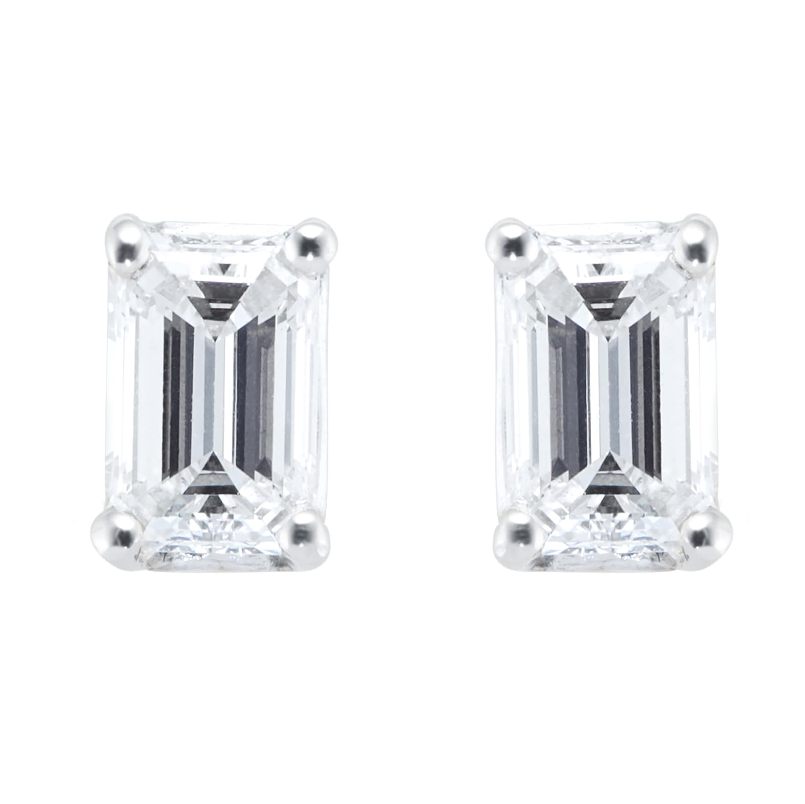 Platinum 0.50ct Diamond Emerald Stud Earrings