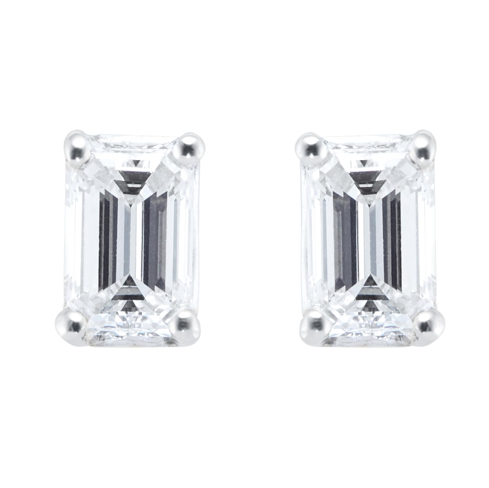 Goldsmiths Platinum 0.50ct Diamond Emerald Stud Earrings Goldsmiths Platinum 0.50ct Diamond Emerald Stud Earrings