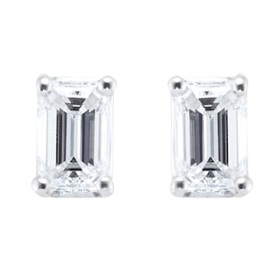 Goldsmiths Platinum 0.50ct Diamond Emerald Stud Earrings
